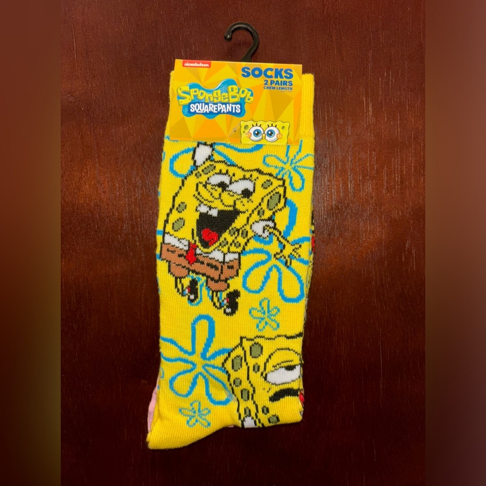 SPONGEBOB SQUAREPANTS NOVELTY CREW SOCKS NWT MEN’S SHOE SIZE 8-12